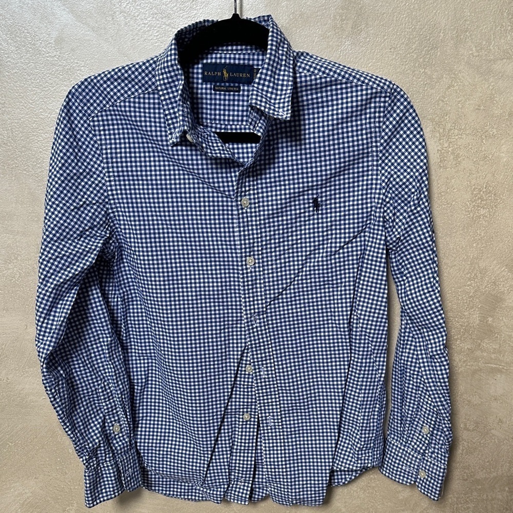 Ralph Lauren boys gingham button down size L 14/16